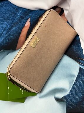 (new+tag) Kate Spade rose gold saffiano leather zip around large wallet